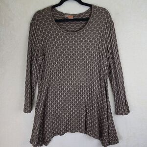 Tianello Steve Barazza Womens Asbury‎ Tunic Shirt Size Large Textured Bohemian